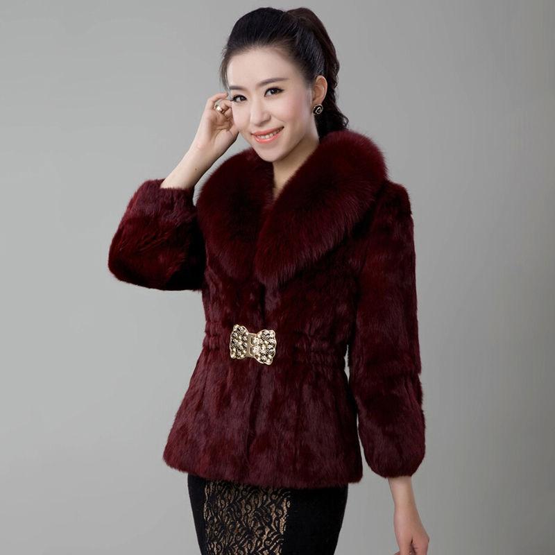Fur Autumn and Winter Imitation Rabbit Fur Coat Women's Short Fox Fur Collar Slim Slimming Warm Coat