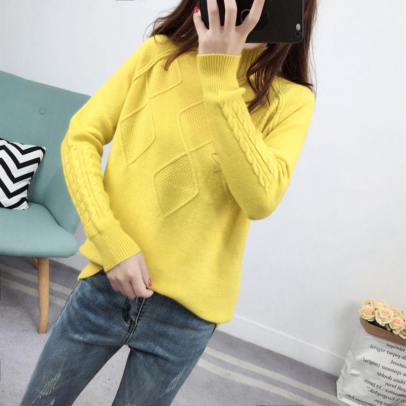 Multi-color Women Skin-friendly Sweater Twist Solid Color Turtleneck Bottoming Knitwear Top