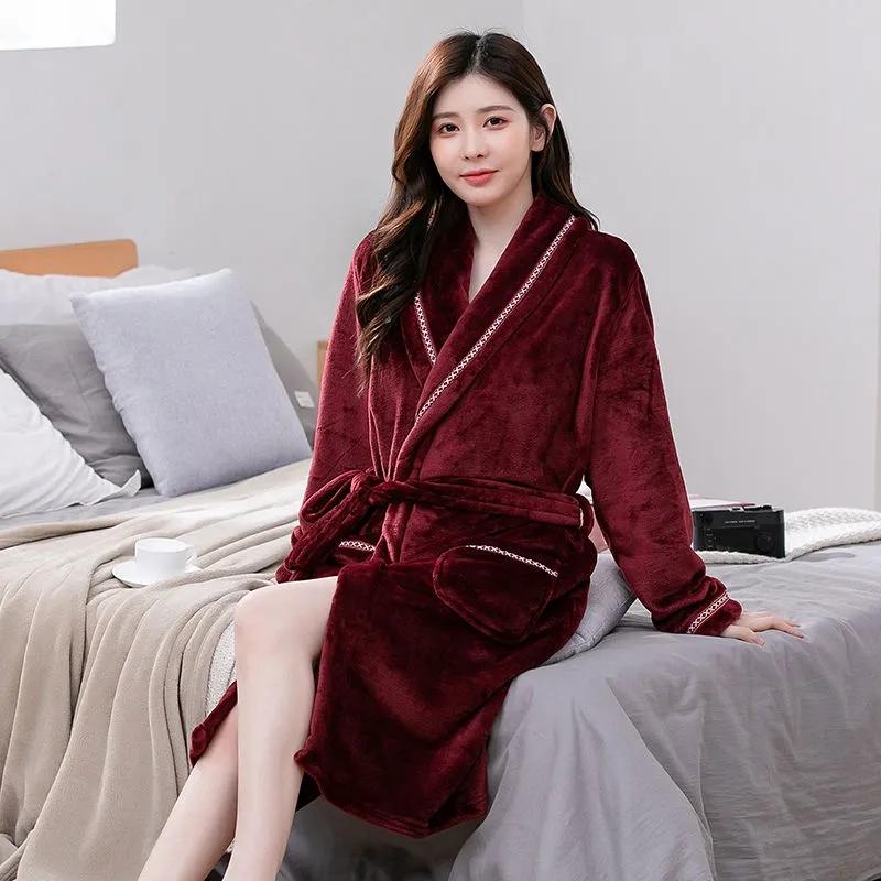 Ladies Autumn Winter Thickened Flannel Nightgown Couples Plus Size Long Coral Fleece High Quality Loose Home Wear Nightgown