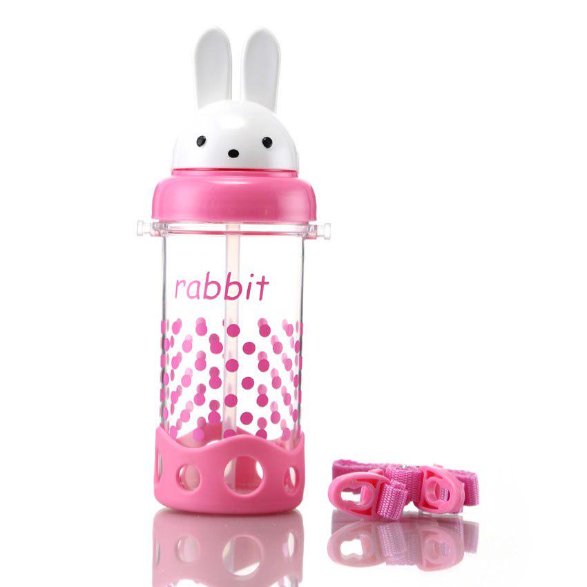Wtempo High Quality 400ml Cartoon Kid Drinking Cup Straw Portable Rope Bpa Free Pp Children Feeding