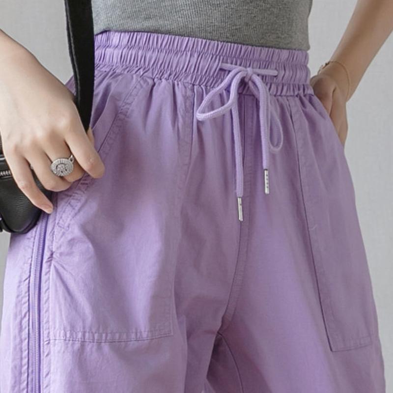 Super Fire Overalls Women's Summer Thin Section Beamed Feet Small Cropped Trousers Thin Legging Pants Side Zipper Sports Pants