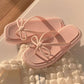 Fairy Wind Bow Flip-flops Female Summer Solid Color Outer Wear Soft Bottom Seaside Clip-on Beach Sandals and Slippers