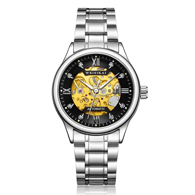 Men Watch Stainless Steel Military Sport Wristwatch Skeleton Automatic Mechanical Male Clock
