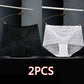 2PCS Lace Panties Ladies Sexy Charming Middle High Waist Plus Size Underwear Abdominal Hip Lift Pure Cotton Seamless Briefs