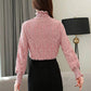 Women's Spring and Autumn Plush Lace Bottomed Shirt Female Long Sleeve Winter High Collar Thickened Solid Color Tops