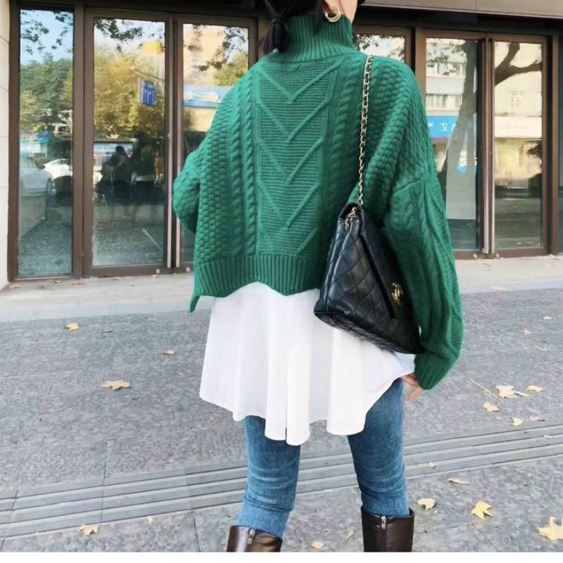 Turtleneck Suit Twist Sweater + Sleeveless Ruffle Shirt Women Linen Two-piece Winter