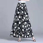 Flower Print Wide-leg Pants Women's Summer Large Size High Waist Loose Drape Thin Trousers Elastic Waist Skirt Pants