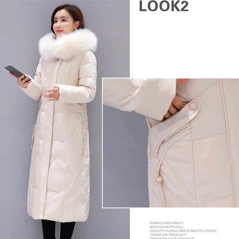 Women's Down Cotton Jacket Winter Long Section Over The Knee Thick Slim Slimming Coat Women