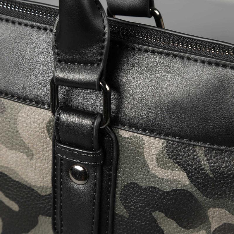 Business Briefcase Men Camouflage PU Leather Zipper Waterproof Handbag Shoulder Bags Messenger Bag