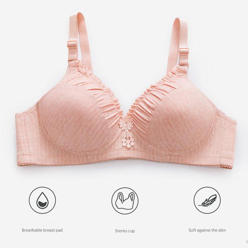 Thin Underwear Without Rims Gather Sexy Comfortable Breathable Bra Young Ladies Small Chest Jacquard Bra