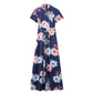 Women Summer Long Dress Vintage Floral Print Elegant Slim Dress Tunic Maxi Dress Female Evening Party Dress