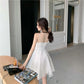 Sexy Woman Tube Top Sling Skirt A-line Dress Leeveless Hollow Out Bare Shoulders Bar Party