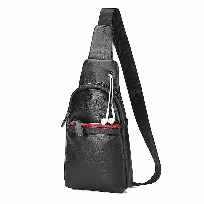 Shoulder bag men's pu leather mobile phone bag chest bag outdoor riding sports Messenger bag