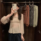 Blouse Women Sweet Korean Style Lovely Ladies Simple Lantern Sleeve Ruffles Popular Square Collar Thin Prairie Chic Holiday Tops