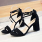 Women's Summer Sandals Mid-heel Chunky Heel Buckle High Heels Korean Style All-match Strapped Roman Sandals