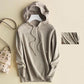 Autumn and Winter New Knit Sweater Women's Head Loose Bottom Solid Color Long-sleeved Hoodie