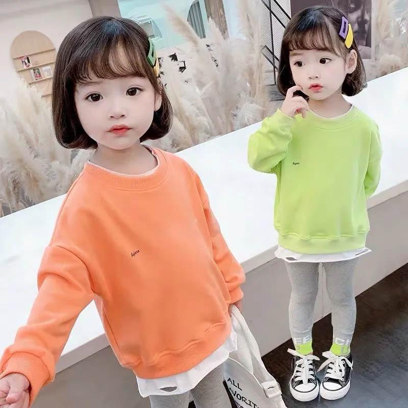 Girls' Thin Spring and Autumn Clothes Baby Cute Casual Breathable Cute Suit Korean Version Two-piece Suit