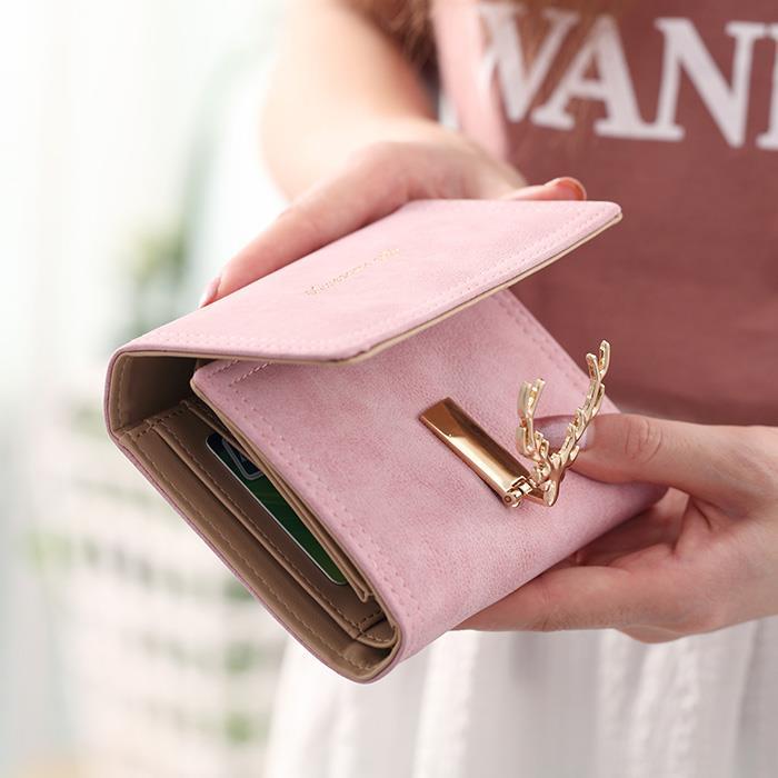 Women Small Wallet Cartoon Deer Cute Coin Purse Hasp Card Holder Women Wallets Coin Purses Female
