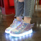Children's Flash Shoes USB Charging and Cotton Luminous Children's Shoes Men's and Women's Luminous Fluorescent Shoes Baby Colorful Light Shoes
