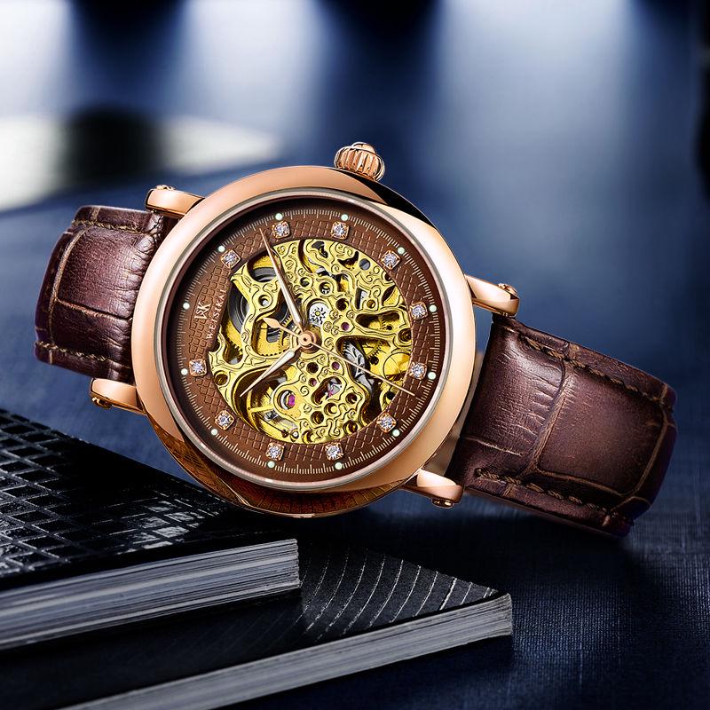 Automatic Mechanical Men Wristwatch Sport Male Clock Luxury Steel Skeleton Waterproof Man Watch