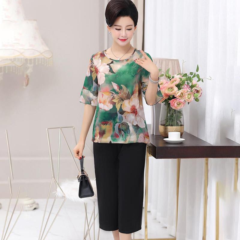 Imitated Ice Silk Breathable Top Short-sleeved T-shirt Women's Loose Printed Bottoming Shirt Women's Casual Loose T-shirt