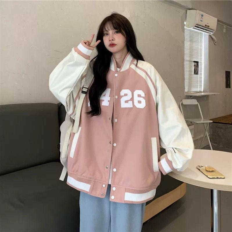 Baseball Uniform Jacket Women's Autumn and Winter Loose Tops Lazy Wind Casual High-end All-match Jacket Comfortable and Breathable
