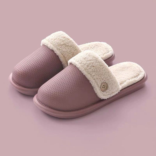 Autumn and Winter Cotton Slippers Indoor Non-slip Soft-soled Shoes Warm Simple Plush Cotton Shoes Removable