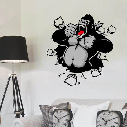 [Wall sticker] angry gorilla wall stickers home decor living room children bedroom 3D wall decals po