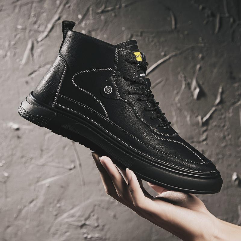 Retro Leather Men's Shoes Low-cut Boots All-match Tooling Shoes Casual Fashion Leather Boots