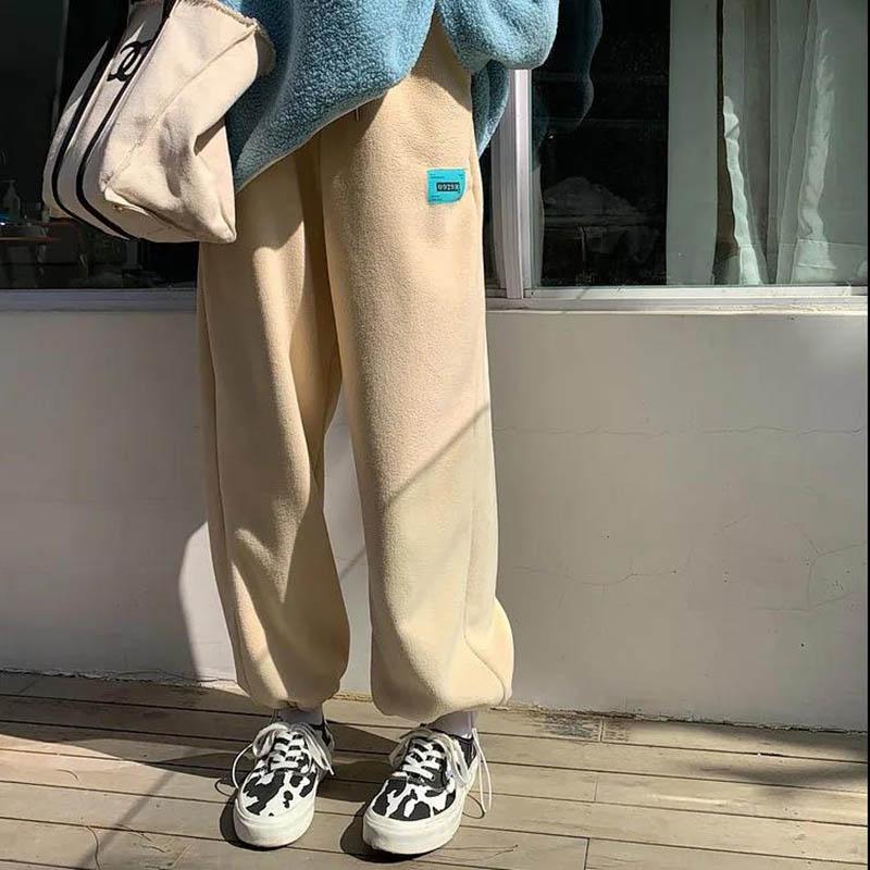Fleece Pants Women's Fall/winter Wear Thick Loose Straight Leg Trousers Polar Fleece Sports Pants
