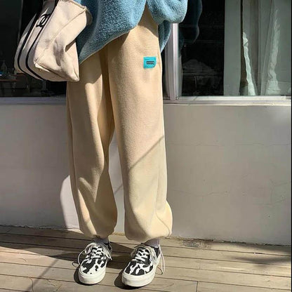Fleece Pants Women's Fall/winter Wear Thick Loose Straight Leg Trousers Polar Fleece Sports Pants