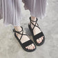 Summer Sandals Female Students Korean Version of The Wild Flat-bottomed Cross Straps Thick-soled Sponge Cake Soft-soled Roman Shoes