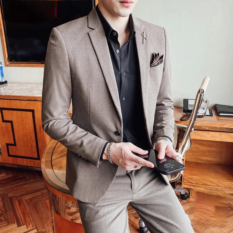 Spring and Autumn Men's Suit Business Casual Wear Youth Trend Slim Suit Groom Best Man Wedding Dress