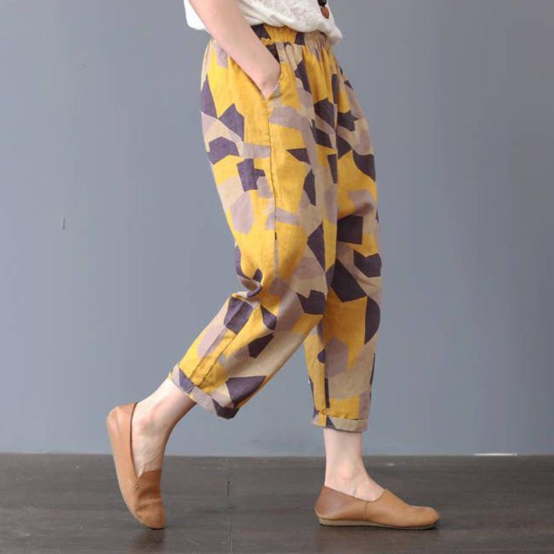 Spring and Summer Mother's Pants Wide-leg Plus Size Bloomers Cotton Silk High-waist Mosquito-proof Loose Trousers Women