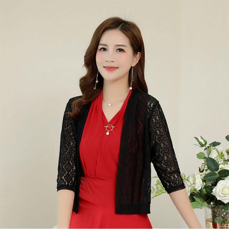 Short Sun Protection Clothing Women's Lace Cardigan Jacket Thin Plus Size Shawl Short Air-conditioning Shirt