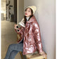 Winter Women's Clothing Bright Face Down Cotton Jacket Casual Fashion Embossed Winter Women's Clothing Short Disposable Waterproof Jacket