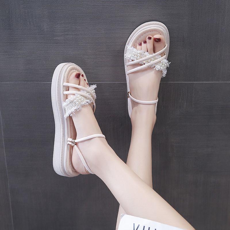 Roman Shoes Two-wear Sandals Women's Thick-soled Sandals and Slippers Lightweight Non-slip One-button Buckle Women's Simple Sandals and Slippers