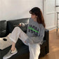 Women's Long-sleeved Sweater Student Spring and Autumn Short Shirt Korean Version Loose Thin Printed Top Girls Personality Hip-hop Short Top