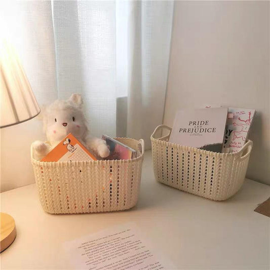 Desktop Cosmetics Storage Box Imitation Vine-plastic Basket Woven Supplies Storage Basket