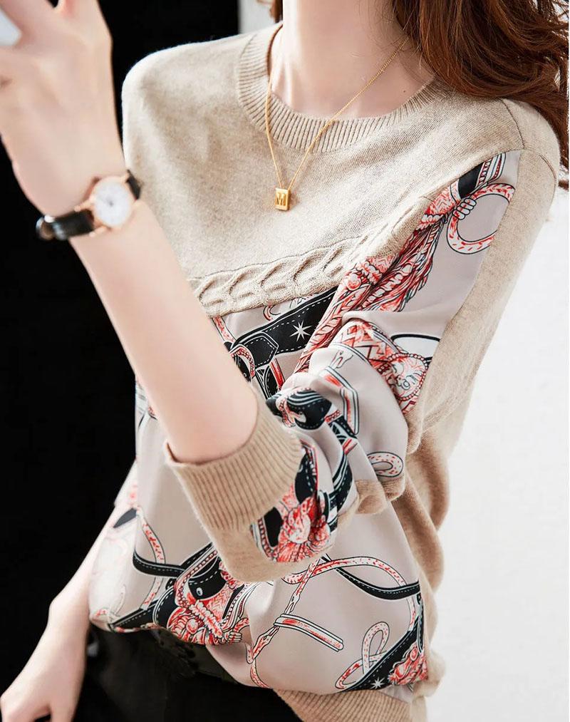 Sweater Women's Printing Thread Pullover Knitwear Korean Loose Fluffy Top Trending Sweater Autumn and Winter Female Tops