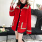 Autumn and Winter Korean Style Suit Collar Embroidery Loose Knit Jacket with Diamonds and Beaded Warm Sweater Cardigan