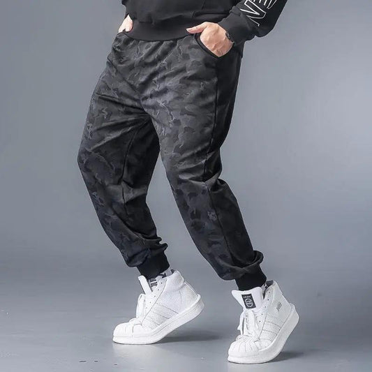 Elastic Large Size Breathable Casual Camouflage Sports Pants Men's Loose Extra Large Size Working Pants Black Camouflage Military Trousers