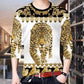 Men's tops spring and autumn men's long-sleeved T-shirt men's 3D printed round neck T-shirt