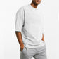 Men's Five-point Sleeve Fitness T-shirt Loose Casual Sports Running Training Clothes Solid Color Stitching Top