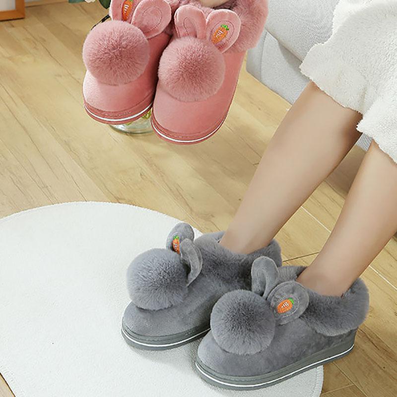 Winter Cotton Slippers Women's Bags and Indoor Home Couples Non-slip Thick Bottom Hair Slippers Men