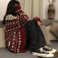 Autumn  Winter Red Jacquard Christmas Sweater Women's Loose Pullover Sweater Snowflake Print Knitted Sweater Outwear
