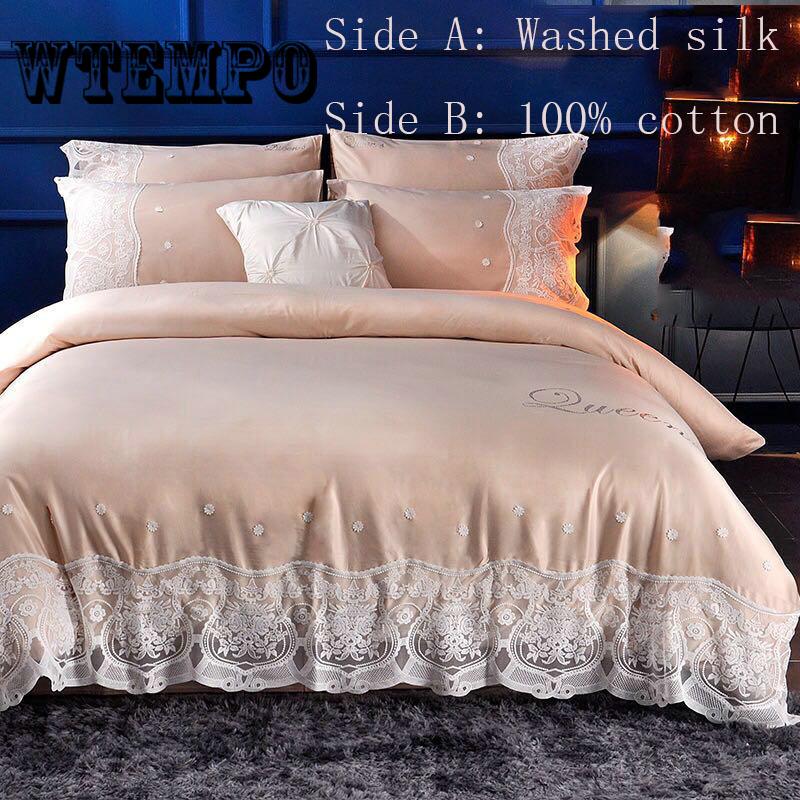 Fashion Lace Bed Skirt All Seasons Bedroom Home Bedding Setfour-piece Suit
