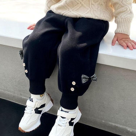 Sweet Girls Pants 2021 Kids Boys Thick Warm Trousers Winter Children Casual Solid Color Warm Pants Girls Leggings Gray