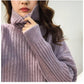 Loose Turtleneck Long-sleeved Sweater Women's Winter Warm Knitted Solid Color Sweater