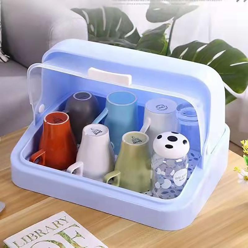 Tea Cup Tableware Storage Box Dust-proof Drain Cup Holder Milk Bottle Storage Household Tray Cup Holder Storage Rack Home Organizer